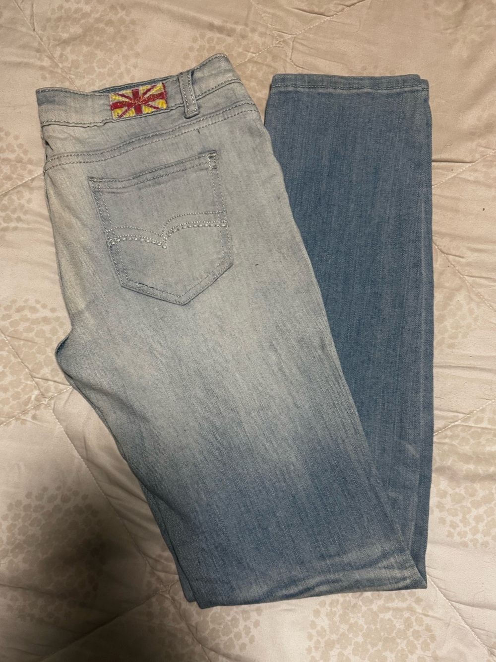 Machine Women's Two-Tone Light and Medium Blue Jeans